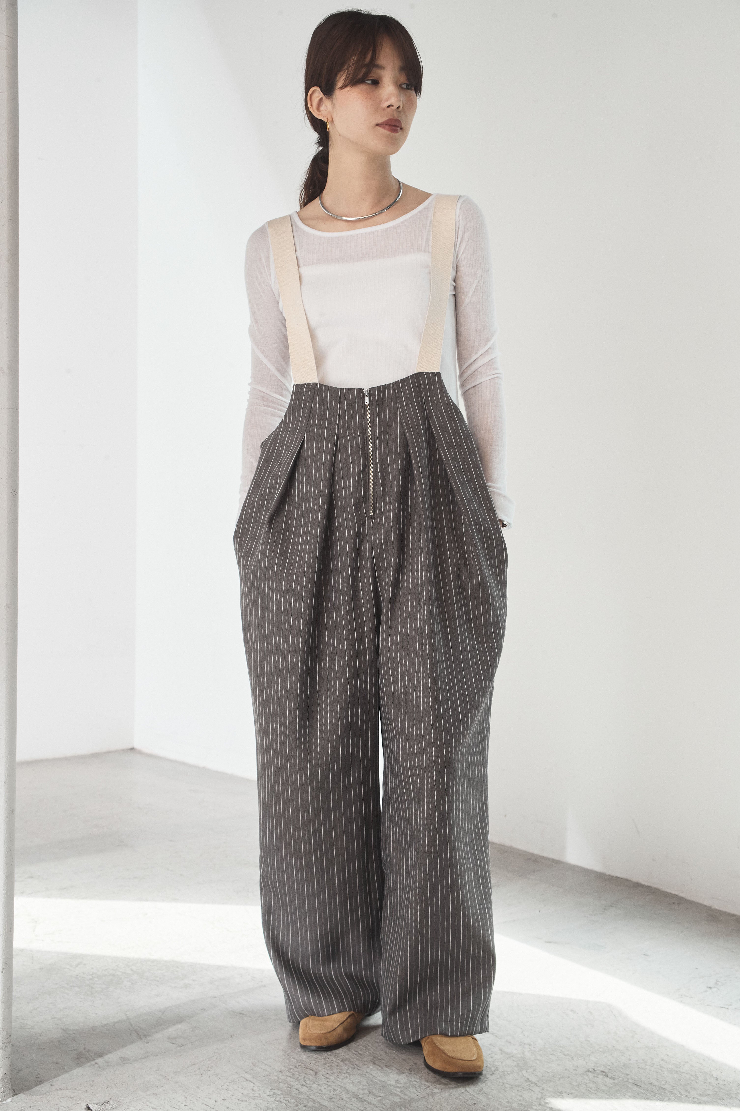 ピンストライプツータックサロペット – ESICA