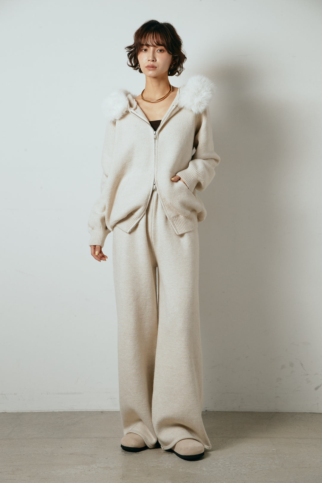 [SET]ファー付きフーディーニットSETUP