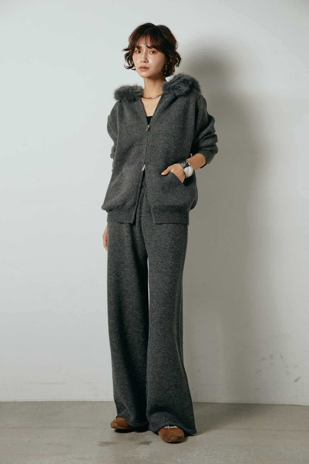 【着回しセット】[SET]ファー付きフーディーニットSETUP+ファー付きフーディーニットSETUP(2set)