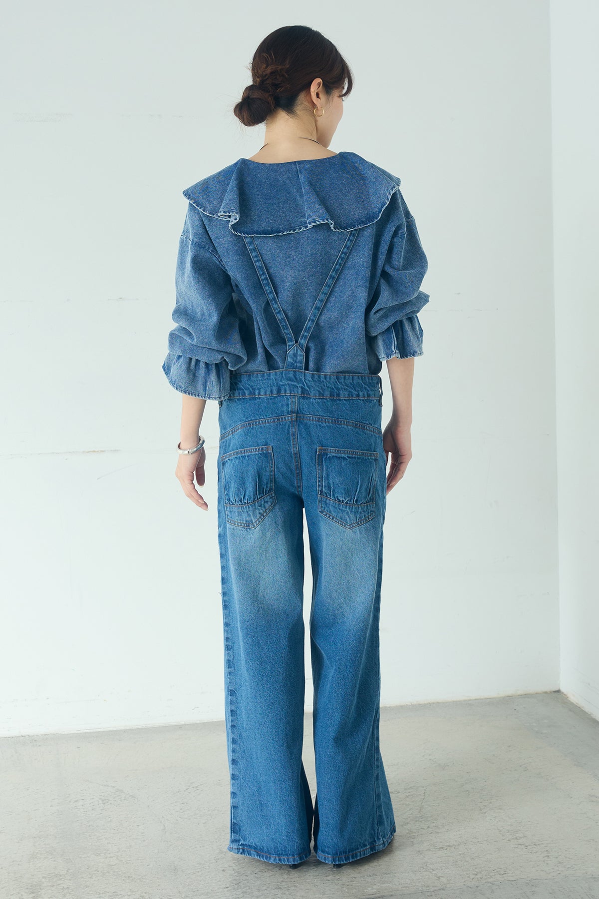 即納】デニムサロペットワイドパンツ – ESICA