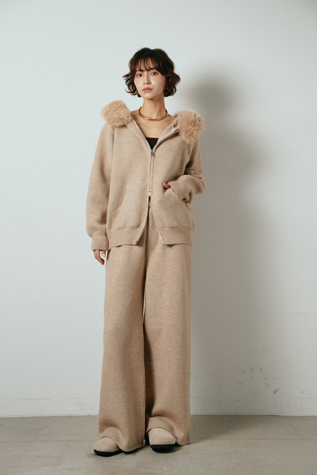 [SET]ファー付きフーディーニットSETUP