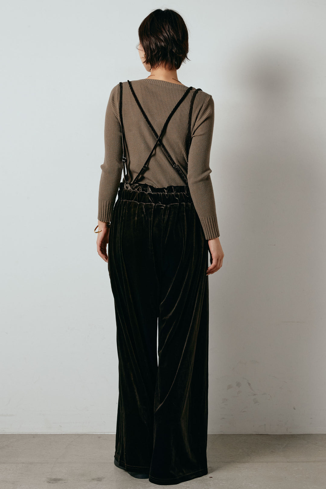 ベロアサスペンダー付きパンツ