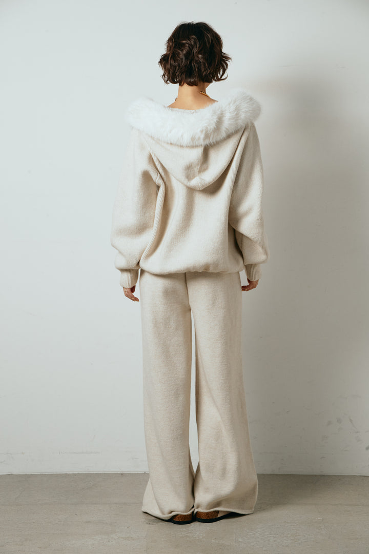 【着回しセット】[SET]ファー付きフーディーニットSETUP+ビッグカラーダブルジップニットSETUP(2set)