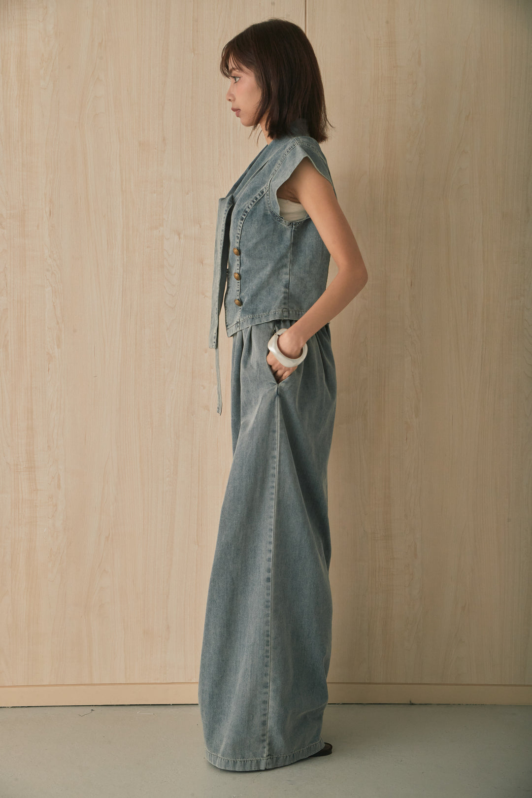 [SET]ネック紐付きデニムベストSETUP
