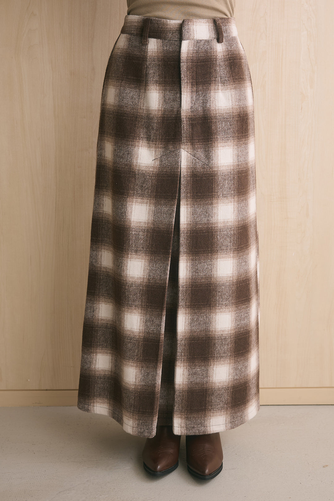 [SET]起毛チェック柄シャツジャケット+起毛チェック柄ボックスタックスカート(2set)