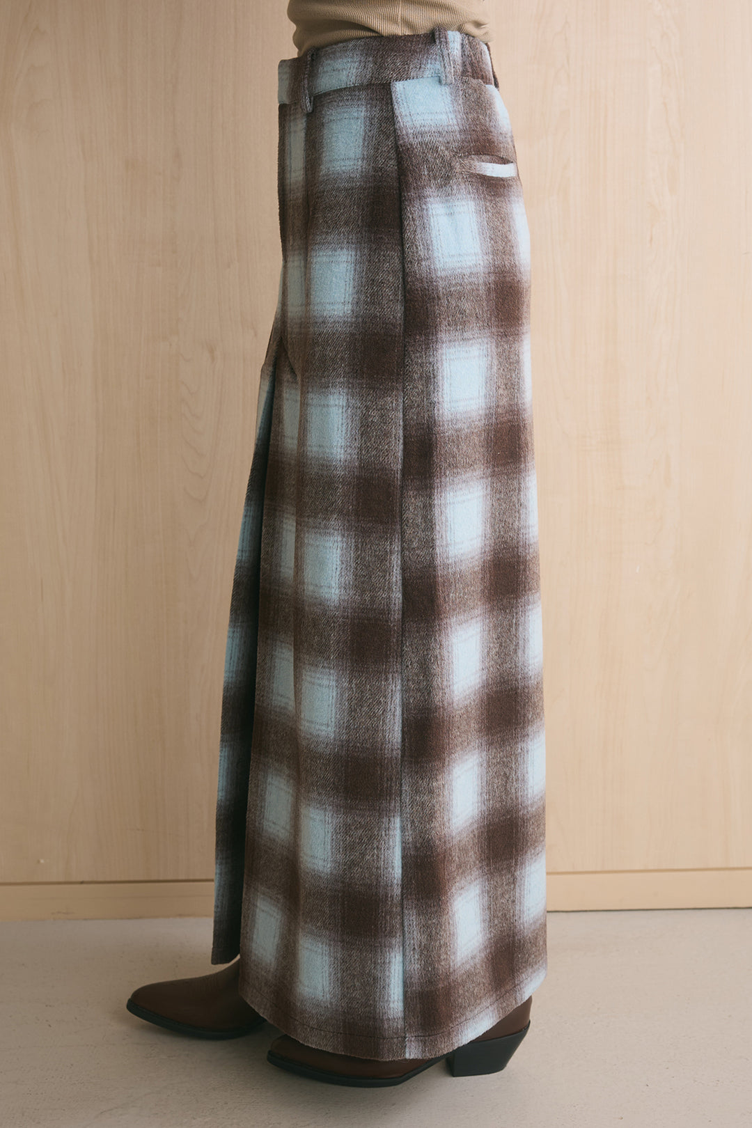 [SET]起毛チェック柄シャツジャケット+起毛チェック柄ボックスタックスカート(2set)