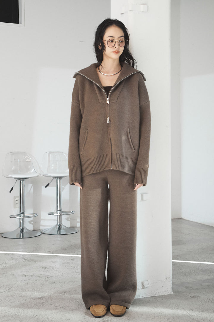 【着回しセット】[SET]ビッグカラーダブルジップニットSETUP+ストライプドッキングニットポロSETUP(2set)