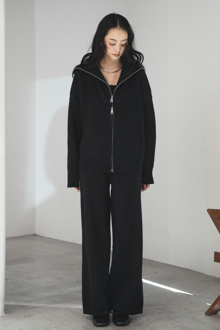 【着回しセット】[SET]ビッグカラーダブルジップニットSETUP+ストライプドッキングニットポロSETUP(2set)