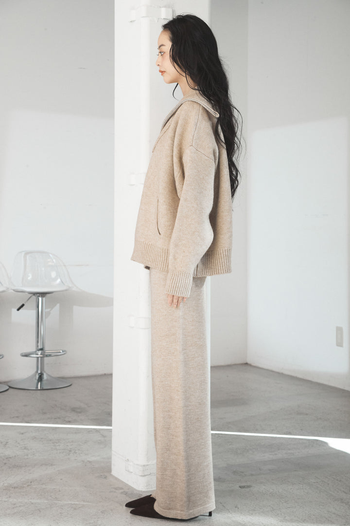 【着回しセット】[SET]ファー付きフーディーニットSETUP+ビッグカラーダブルジップニットSETUP(2set)