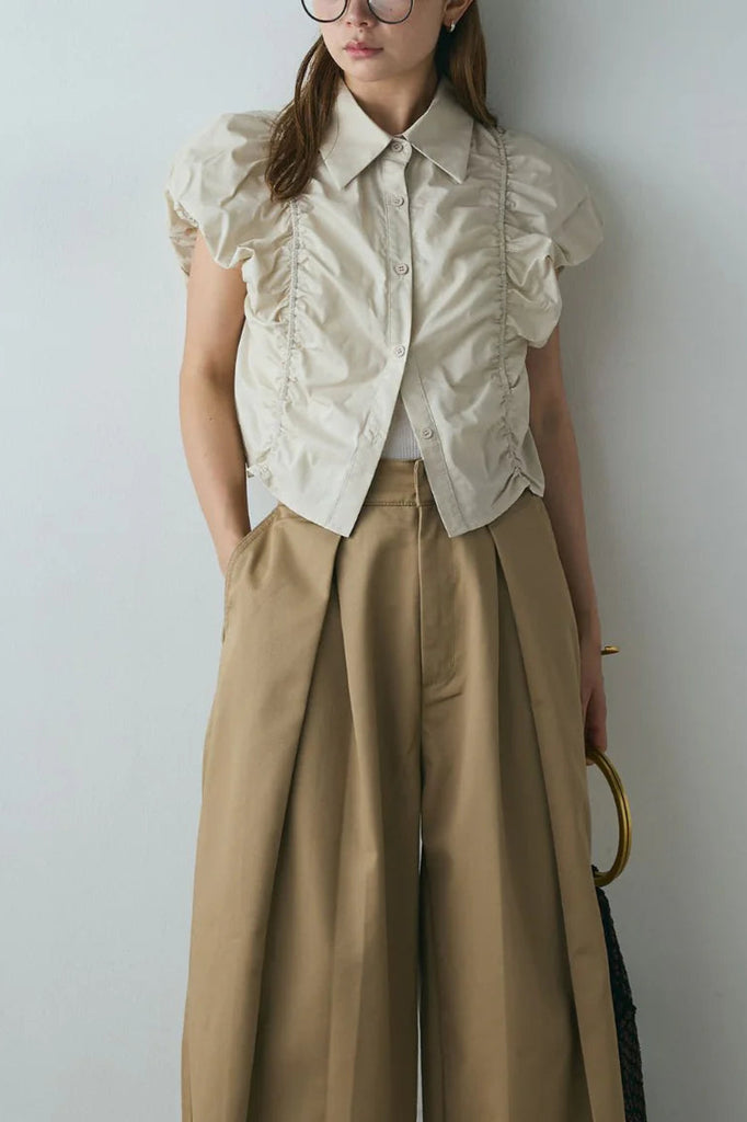 即納】パフスリーブギャザーシャツ – ESICA