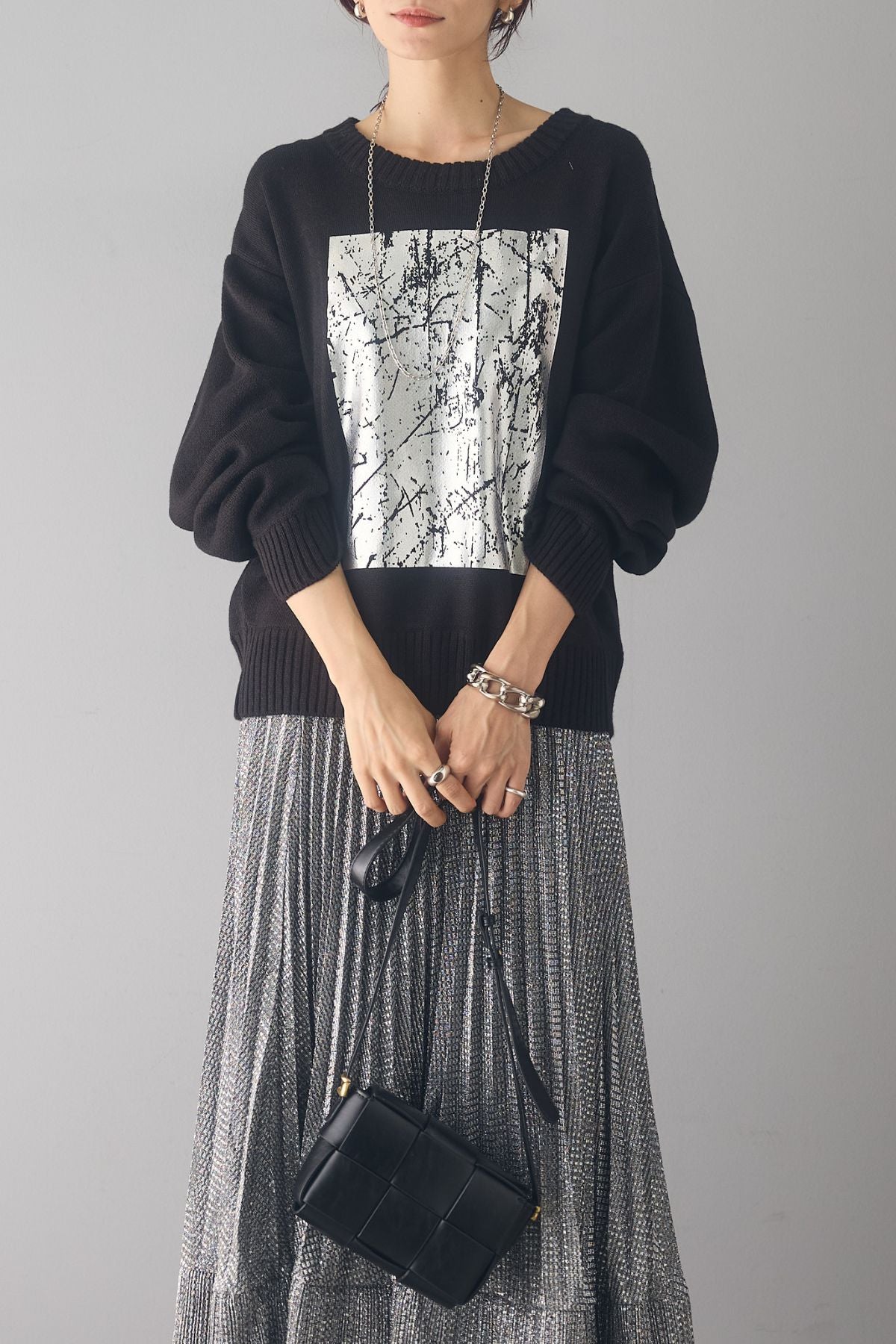 バルキー箔プリントニットプルオーバー – ESICA