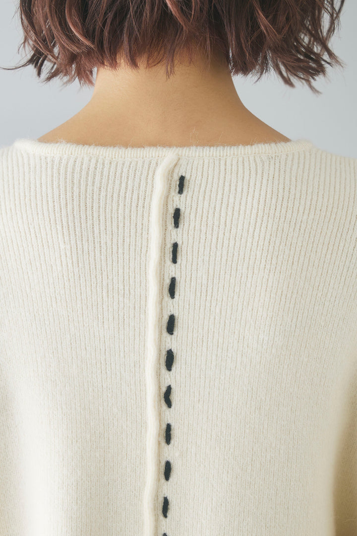 【即納】ステッチ刺繍ニットカーディガン