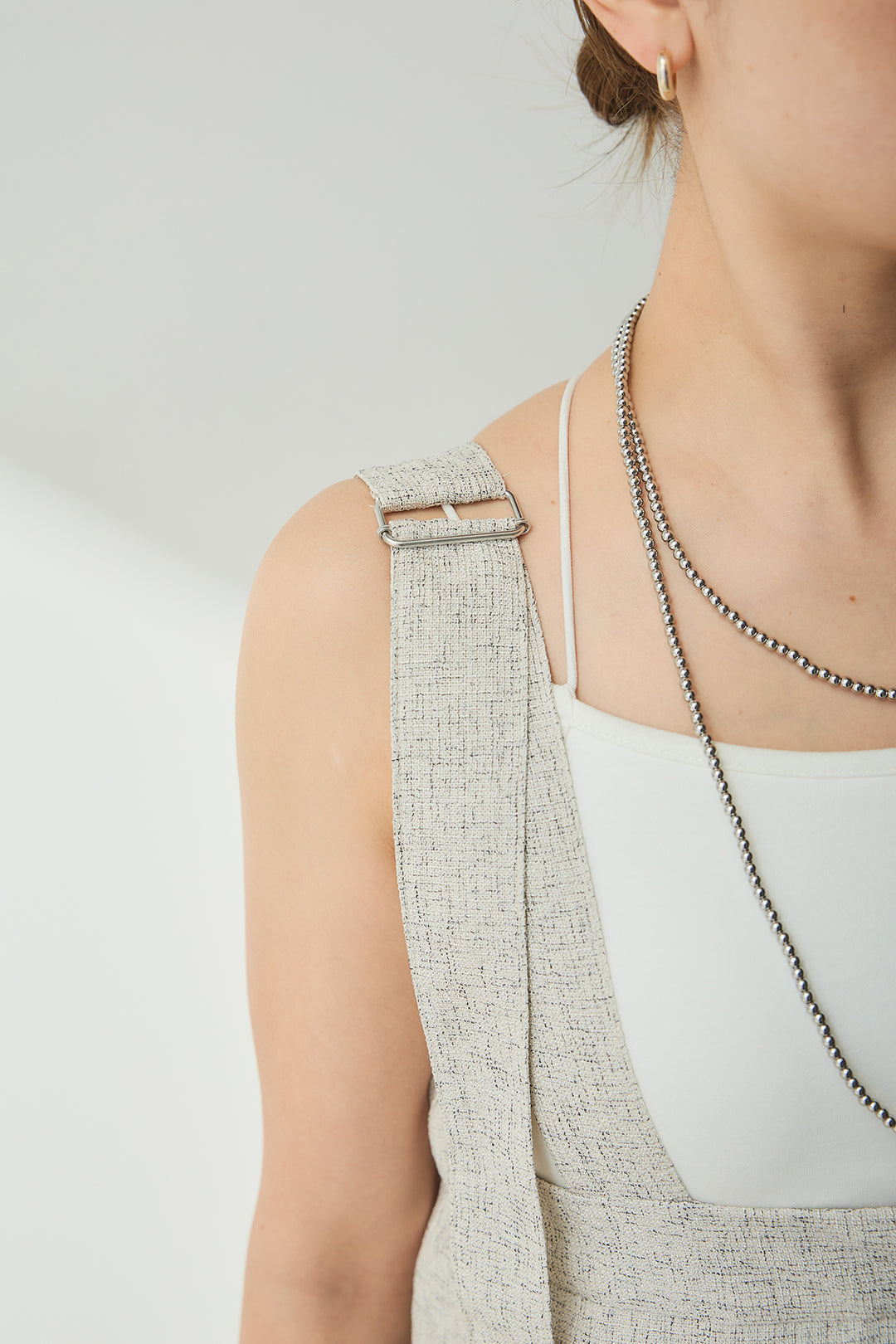 [SET]シャーリングシアータンクxリブタンクSET+ツイードライクケープサロペット(2set)