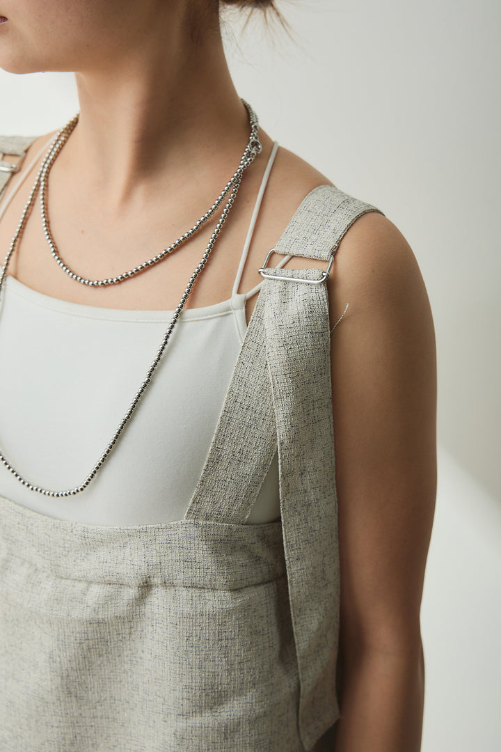 [SET]シャーリングシアータンクxリブタンクSET+ツイードライクケープサロペット(2set)