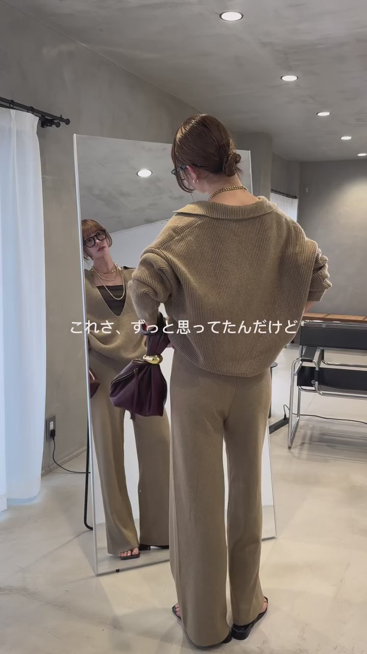 [SET]太ベルト付き深VネックニットSETUP