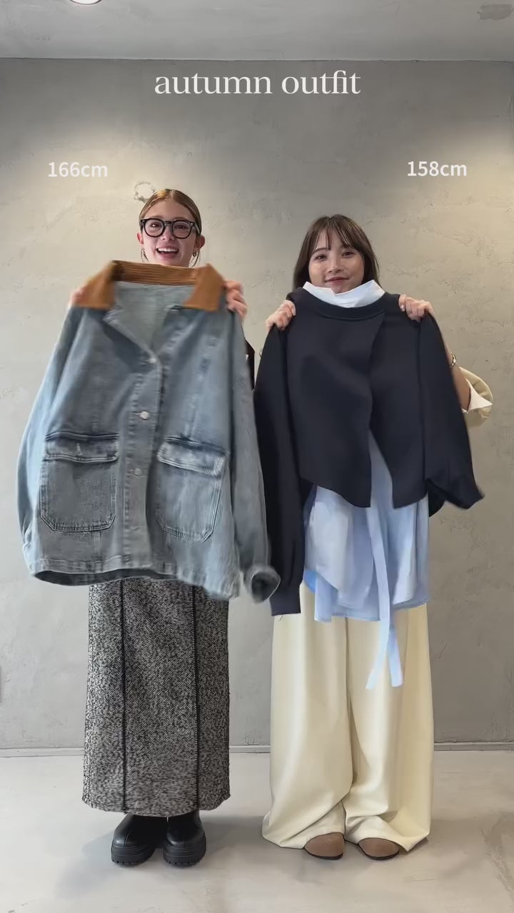 [SET]襟付きポロトップス+ウエストベルト付きタックワイドパンツ(2set)
