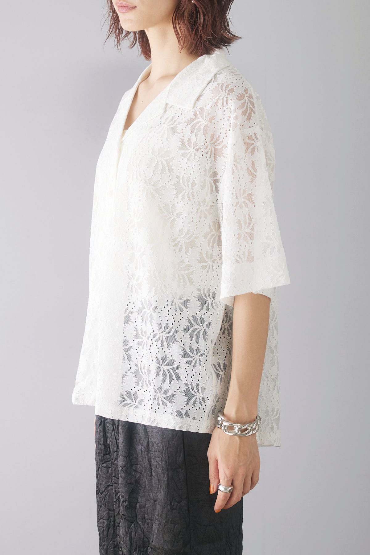 レースシアー開襟シャツ – ESICA